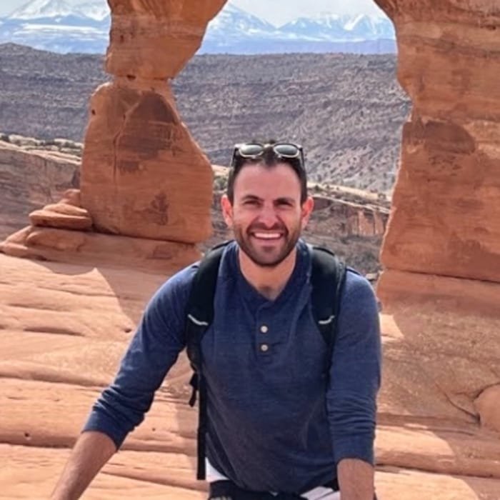 Jeff hiking in the red rocks